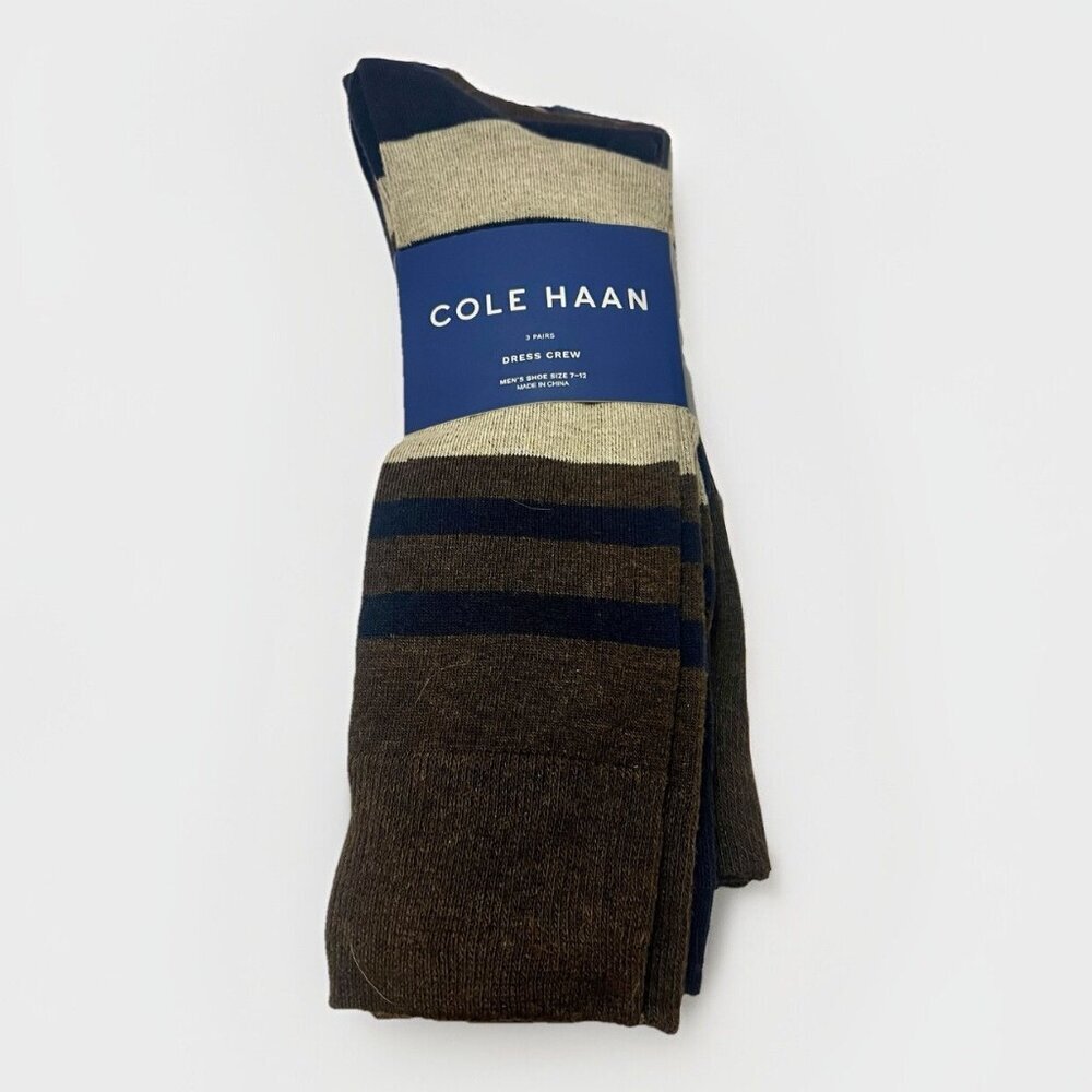 NWT Cole Haan Mens 3 Pair Dress Crew Trouser Socks Shoe Size 7-12